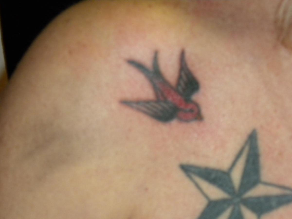 Traditional Sailor Tattoo Swallow each represents 5000 miles at Sea