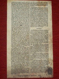 Replica 1717 London Gazette broadsheet reporting the Act of Grace being issued (reverse side)