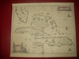 Replica 1657 Dutch Seachart of Southern Florida, the Bahamas, Cuba, Jamaica, and Hispaniola
