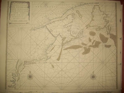 Replica 1713 English Seachart of of New Foundland, New Scotland, New England, New York, New Jersey, with Virginia and Maryland