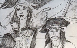 Pirate Lass Pen and Ink